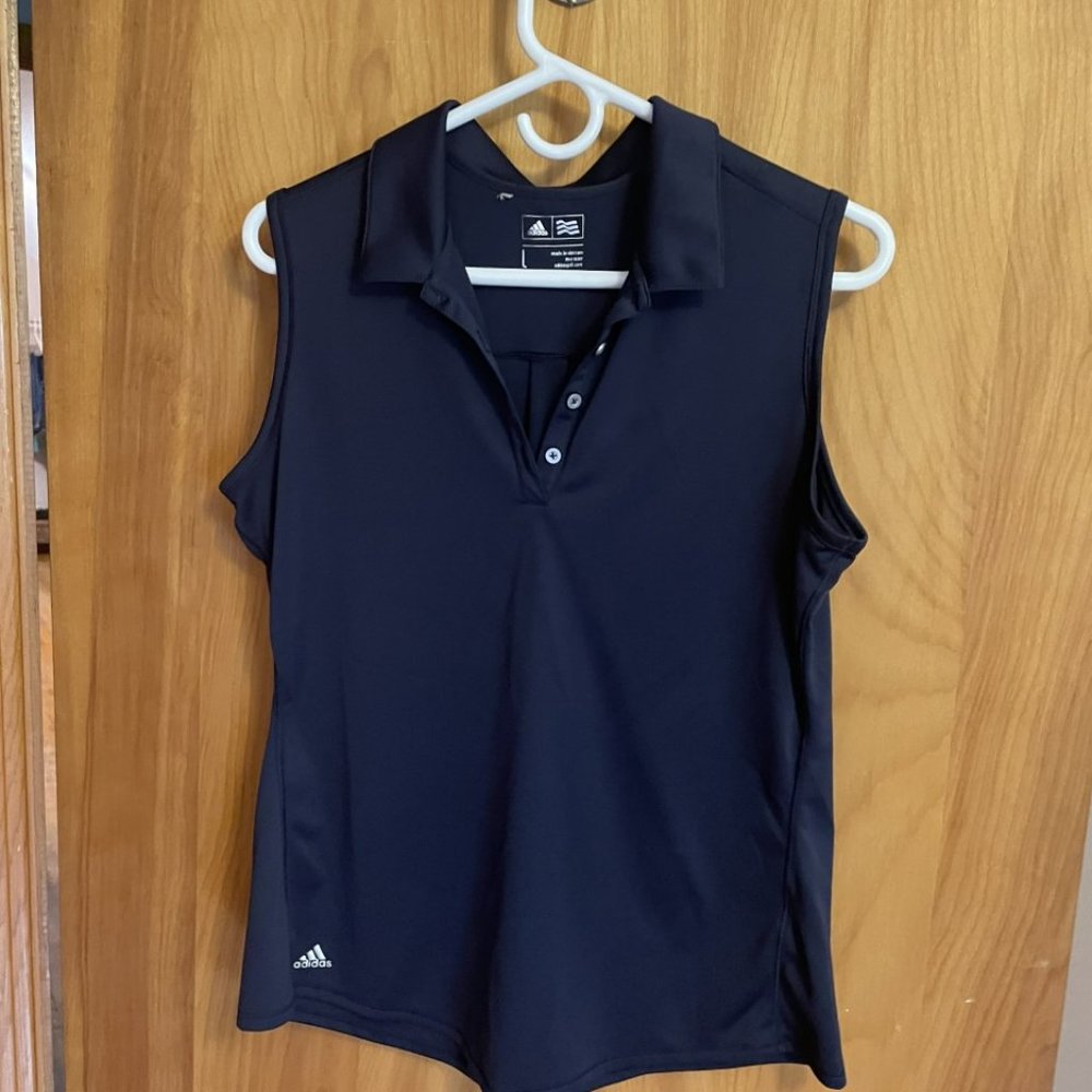 Adidas Navy Ladies Sleeveless Golf Shirt